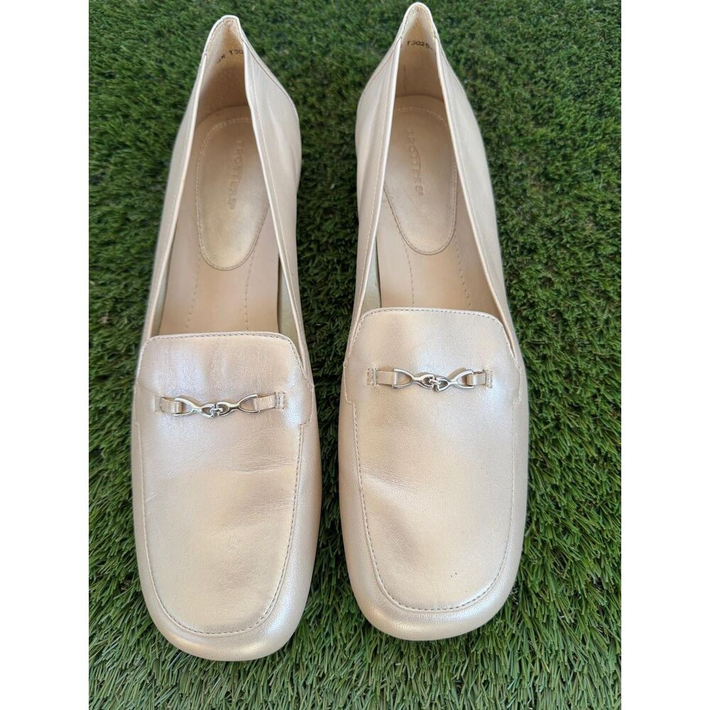 Trotters Metallic Champagne Leather Horsebit Slip-On Loafers Flats Size 12Narrow